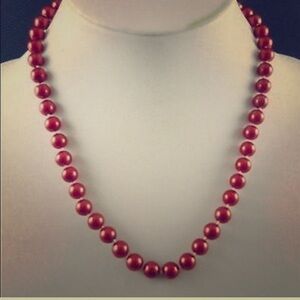 💕🌸 18" Red South Sea Shell Pearl Necklace E01
